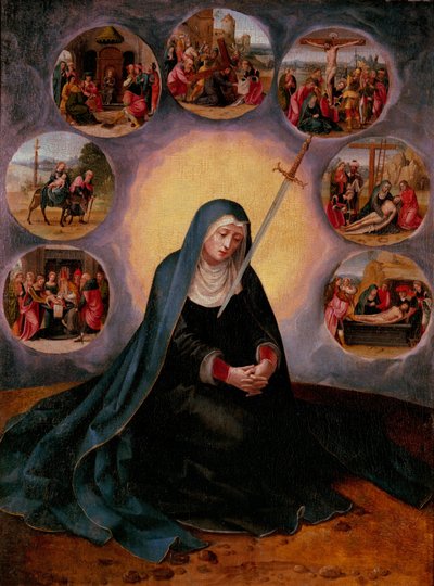 La Virgen de los Siete Dolores de Master of the Female Half Lengths