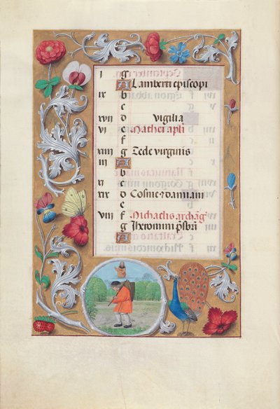 Horas de la Reina Isabel la Católica, Reina de España: Fol. 10v, septiembre, c. 1500 de Master of the First Prayerbook of Maximillian