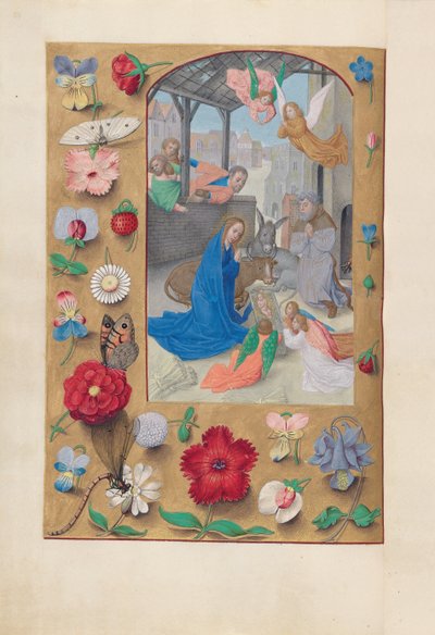 Horas de la Reina Isabel la Católica, Reina de España: Fol. 126v, Natividad, c. 1500 de Master of the First Prayerbook of Maximillian
