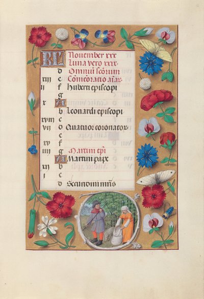 Horas de la Reina Isabel la Católica, Reina de España:  Fol. 12r, noviembre de Master of the First Prayerbook of Maximillian
