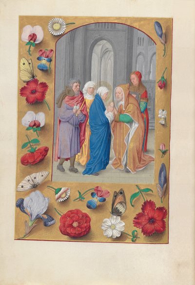 Horas de la Reina Isabel la Católica, Reina de España: Fol. 141v, Presentación en el Templo, c. 1500 de Master of the First Prayerbook of Maximillian