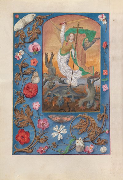 Horas de la Reina Isabel la Católica, Reina de España:  Fol. 167v, San Miguel de Master of the First Prayerbook of Maximillian
