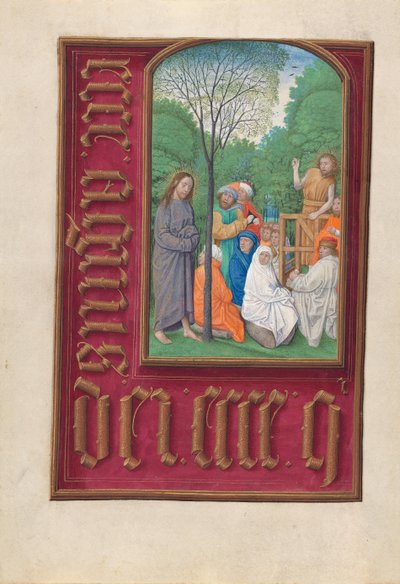 Horas de la Reina Isabel la Católica, Reina de España: Fol. 169v, San Juan Bautista, c. 1500 de Master of the First Prayerbook of Maximillian