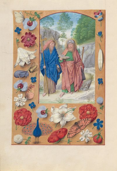 Horas de la Reina Isabel la Católica, Reina de España:  Fol. 175v, Santos Felipe y Santiago de Master of the First Prayerbook of Maximillian