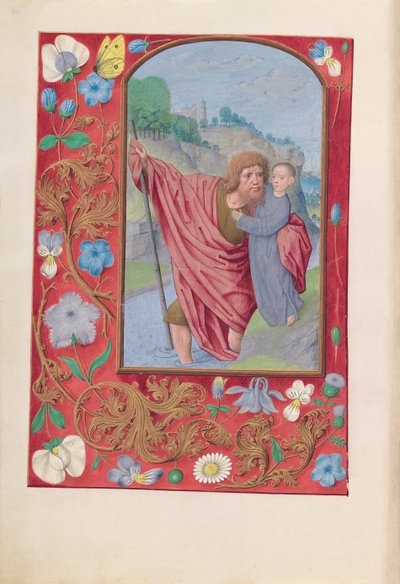 Horas de la Reina Isabel la Católica, Reina de España: Fol. 179v, San Cristóbal, c. 1500 de Master of the First Prayerbook of Maximillian
