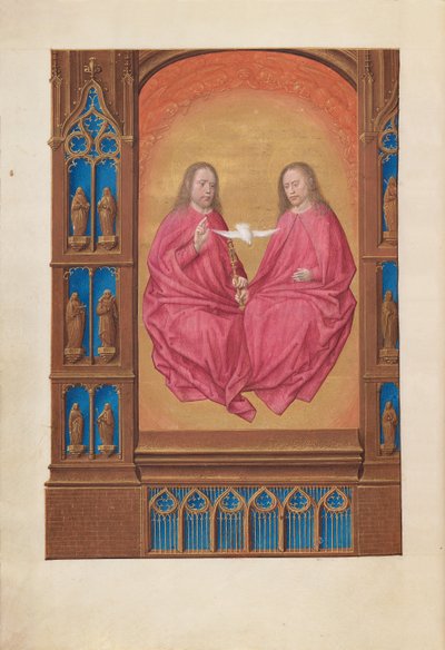 Horas de la Reina Isabel la Católica, Reina de España: Fol. 17v, La Trinidad, c. 1500 de Master of the First Prayerbook of Maximillian