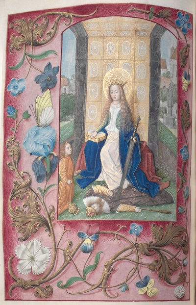 Horas de la Reina Isabel la Católica, Reina de España: Fol. 189v, Santa Catalina, c. 1500 de Master of the First Prayerbook of Maximillian
