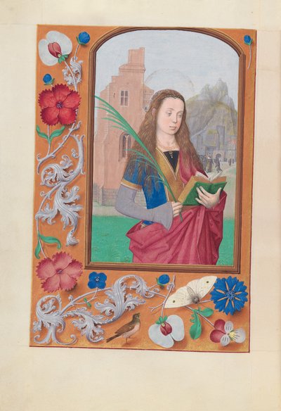 Horas de la Reina Isabel la Católica, Reina de España:  Fol. 191v, Santa Bárbara de Master of the First Prayerbook of Maximillian