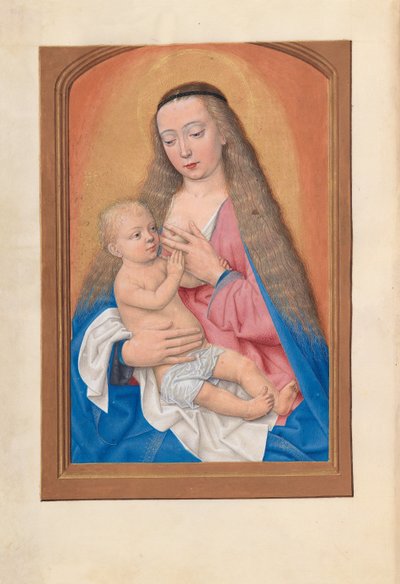 Horas de la Reina Isabel la Católica, Reina de España: Fol. 257v, Madonna y Niño, c. 1500 de Master of the First Prayerbook of Maximillian