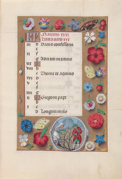 Horas de la Reina Isabel la Católica, Reina de España: Fol. 4r, Marzo, c. 1500 de Master of the First Prayerbook of Maximillian