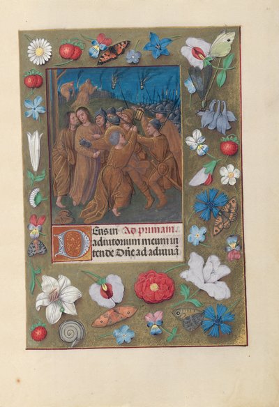Horas de la Reina Isabel la Católica, Reina de España:  Fol. 61r, Beso de Judas de Master of the First Prayerbook of Maximillian