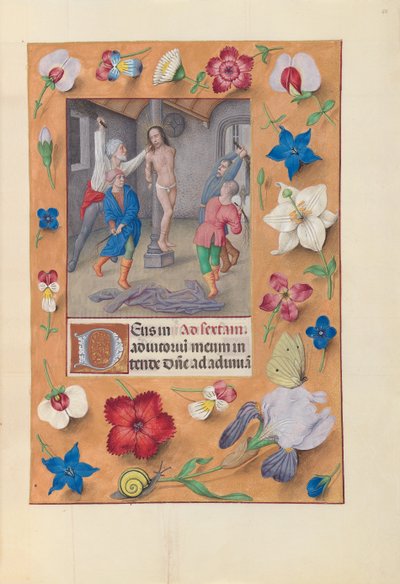 Horas de la Reina Isabel la Católica, Reina de España: Fol. 66r, Flagelación, c. 1500 de Master of the First Prayerbook of Maximillian