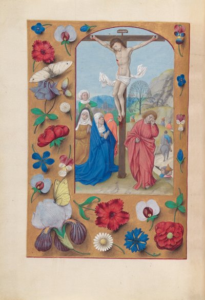 Horas de la Reina Isabel la Católica, Reina de España: Fol. 72v, Crucifixión, c. 1500 de Master of the First Prayerbook of Maximillian