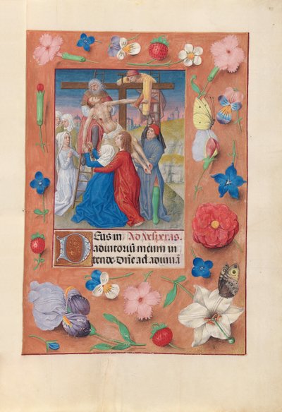 Horas de la Reina Isabel la Católica, Reina de España: Fol. 73r, Descendimiento de la Cruz, c. 1500 de Master of the First Prayerbook of Maximillian
