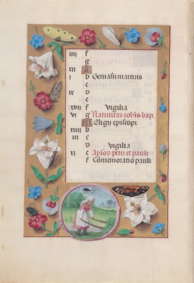 Horas de la Reina Isabel la Católica, Reina de España: Fol. 7v, Junio de Master of the First Prayerbook of Maximillian