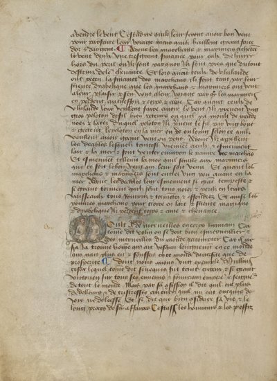 Inicial M historiada: Busto Retrato de hombre y mujer de Master of the Geneva Boccaccio