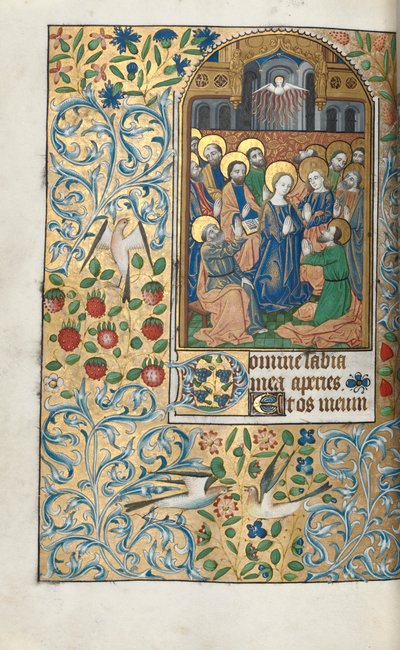 Libro de Horas (Uso de Ruán): fol. 99v, Pentecostés de Master of the Geneva Latini