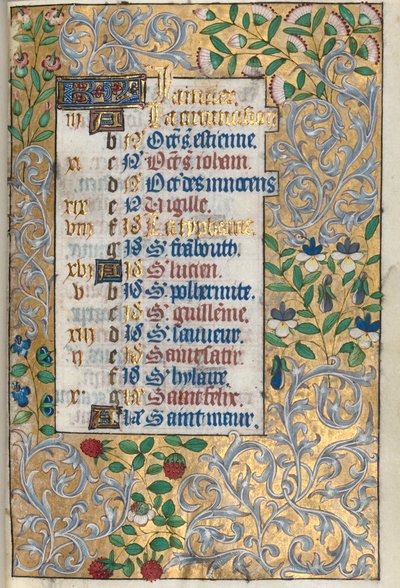 Libro de Horas Uso de Rouen: fol. 1r, Elaborado Borde Foliado, c. 1470 de Master of the Geneva Latini