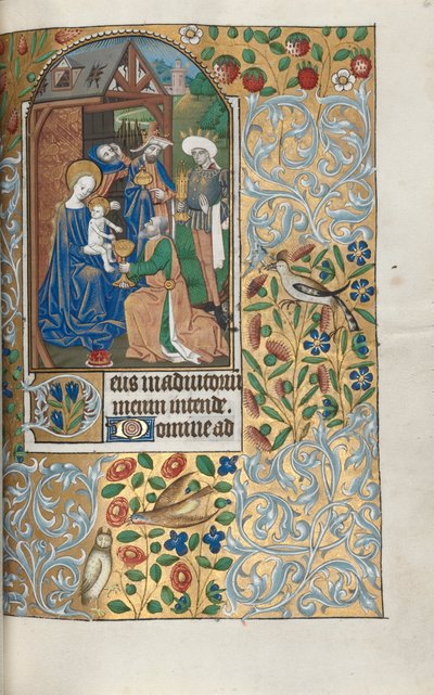 Libro de Horas Uso de Rouen: fol. 64r, Adoración de los Magos, c. 1470 de Master of the Geneva Latini