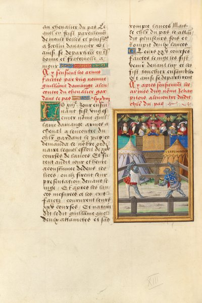 Jacques de Lalaing lucha contra el Esquire Jean Pitois en el paso de armas de la Fuente de las Lágrimas de Master of the Getty Lalaing