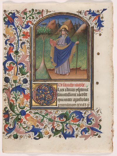 Hoja de un Libro de Horas: Santiago el Mayor de Master of the Gold Scrolls