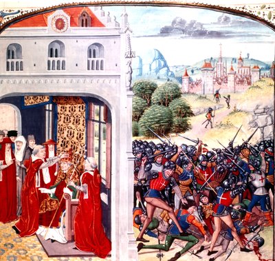 Consagración del Papa Gregorio IX en Aviñón, Francia (pontificado en 1227-1241) por Jean Froissart de Master of the Harley Froissart