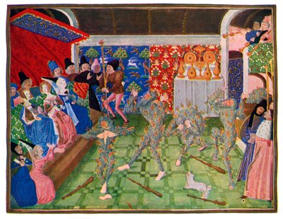 Mascarada en la corte francesa, 1393, 1470-1475 de Master of the Harley Froissart