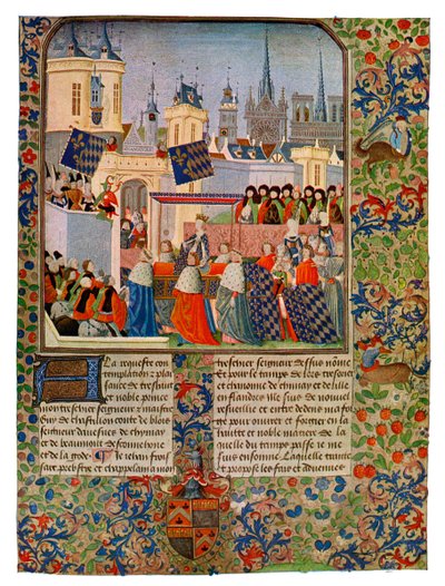 La entrada de la Reina Isabel en París, c1385 de Master of the Harley Froissart