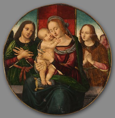Virgen y el Niño con ángeles de Master of the Holden Tondo