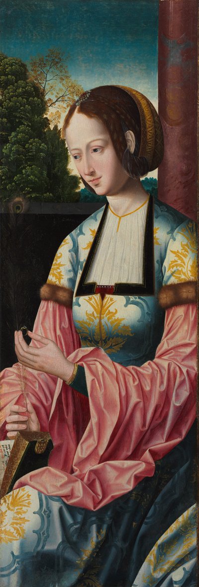 Santa Bárbara, c.1520 (temple sobre tabla de madera) de Master of the Holy Blood