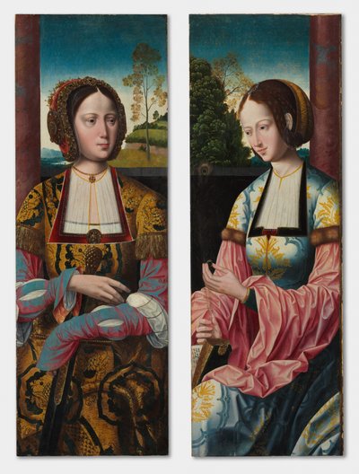 Santa Catalina y Santa Bárbara, c. 1520 de Master of the Holy Blood