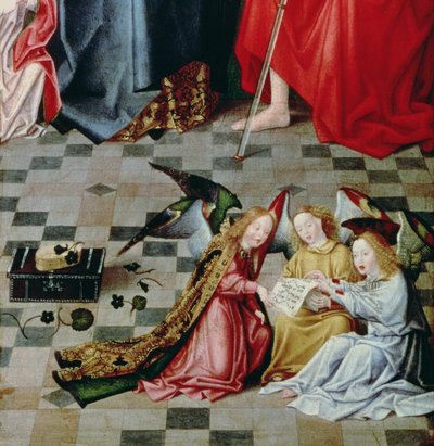 Los Siete Gozos del Retablo de la Virgen: (detalle) de tres ángeles cantando, c.1480 de Master of the Holy Parent