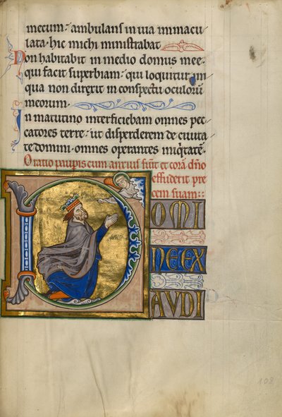 Inicial D: David en oración de Master of the Ingeborg Psalter