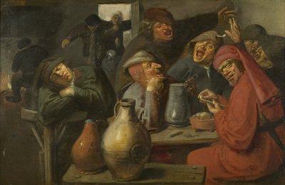 Interior de una taberna, campesinos festejando, c.1635 de Master of the Large Jar