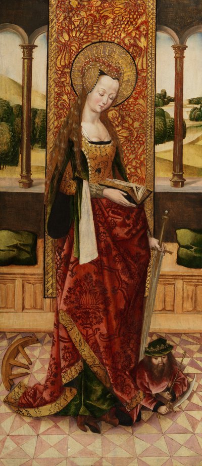 Tríptico de la Virgen y el Niño con dos ángeles (detalle de Santa Catalina de Alejandría) de Master of the Lee Triptych Master of the Lee Triptych