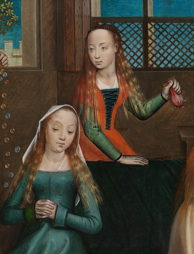 Detalle de la Caridad de San Nicolás, del Retablo de San Nicolás, c.1486-93 (óleo sobre tabla) de Master of The Legend of St. Lucy