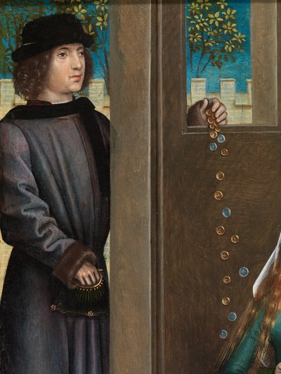 Detalle de la Caridad de San Nicolás, del Retablo de San Nicolás, c.1486-93 (óleo sobre tabla) de Master of The Legend of St. Lucy
