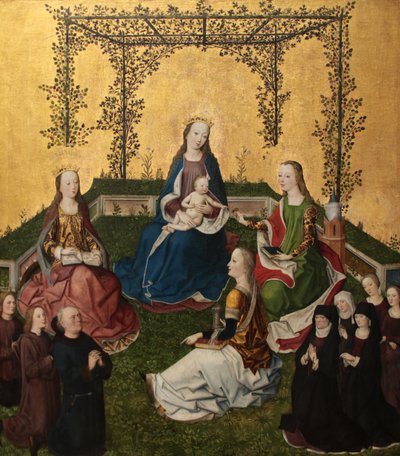 Virgen con el Niño en el rosal (Maria mit dem Kind in der Rosenlaube), hacia 1470 de Master of the Life of Virgin Mary