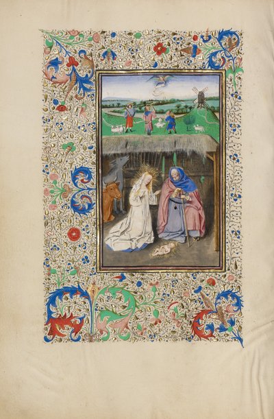 La Natividad y la Anunciación a los pastores de Master of the Llangattock Hours