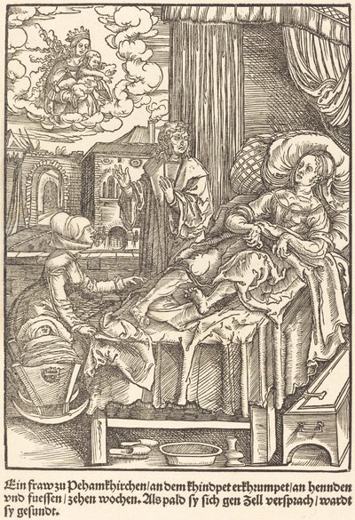 Una mujer en Peham Kirchen... de Master of the Miracles of Mariazell