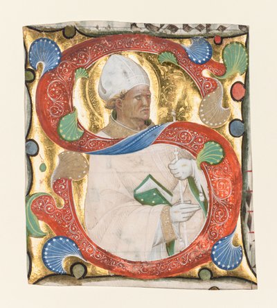 Inicial S de un Gradual: San Agustín, c. 1420 de Master of the Murano Gradual
