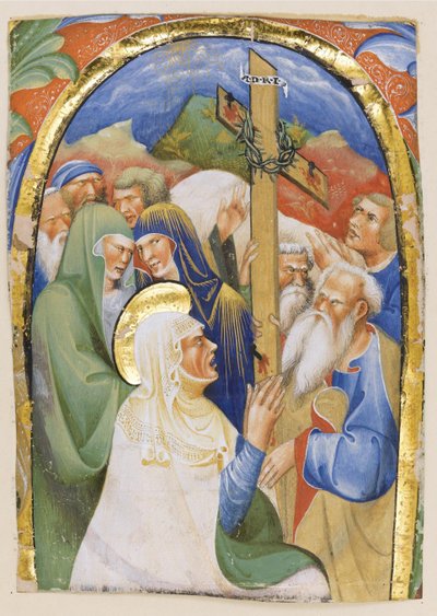 El hallazgo de la Santa Cruz. De un manuscrito Gradual, c.1420 de Master of the Murano Gradual