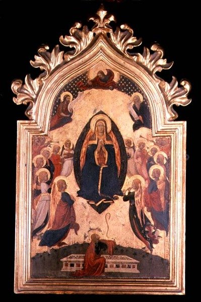 Madonna en una Mandorla con Ángeles Tocando Música de Master of the Osservanza