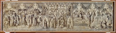 El altar de Narbona: Cristo prisionero, escarnecido, corona de espinas, crucifixión, sepultura, resurrección ... de Master of the Parement of Narbonne