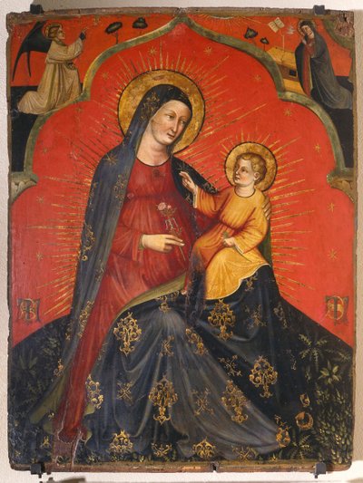 Virgen con el Niño y Anunciación, c.1390 (temple sobre tabla) de Master of the Pesaro Crucifix