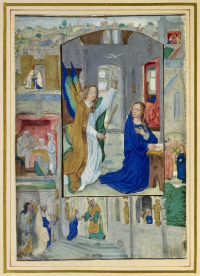Anunciación, de un libro de Horas de Master of the Prayerbook