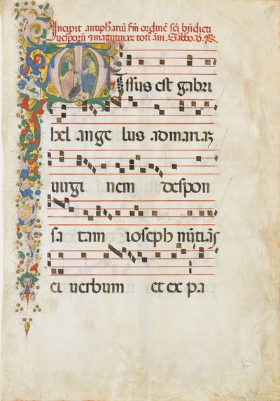 Hoja de manuscrito con San Juan Evangelista y San Juan Bautista, segunda mitad del siglo XV de Master of the Riccardiana Lactantius