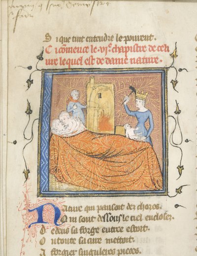 Miniatura de un manuscrito del Roman de la Rose por Guillaume de Lorris y Jean de Meun, ca 1365 de Master of the Rose novels