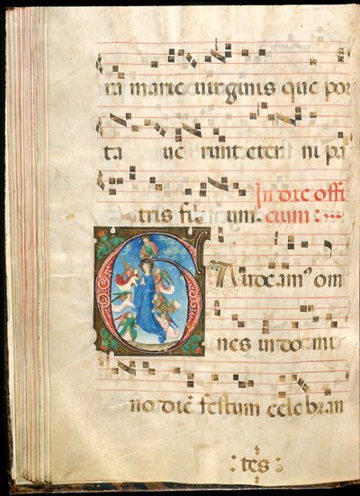 Asunción de la Virgen, f.72v de un gradual, finales del siglo XV (tinta, temple y pan de oro sobre pergamino) de Master of the Saluces Hours (attr. to)