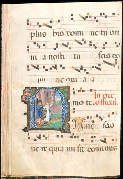 San Pedro liberado de la cárcel, f.58v de un gradual, finales del siglo XV (tinta, temple y pan de oro sobre pergamino) de Master of the Saluces Hours (attr. to)